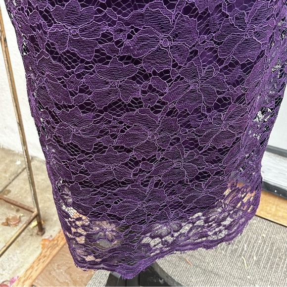 Enfocus Studio Purple Lace Dress Lined Modest Minimalist Wedding Guest Size 8 - Picture 5 of 11